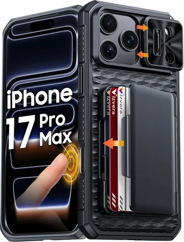 Vista 15 de Vizvera para iPhone 16 Pro Max Funda tipo cartera RFID [Soporte para tarjetas][Control de cámara][Cubierta de cámara] Funda protectora de silicona