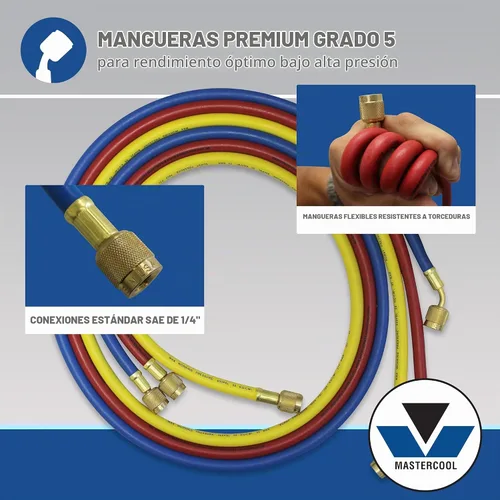 Vista 5 de Mastercool 59136 R22/R404A Juego de manómetros de latón de 2 vías