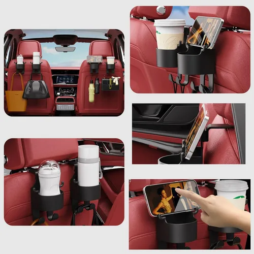 Vista 6 de Gancho multifuncional para asiento de coche y portavasos para asiento trasero, 3 en 1, tipo A 4 piezas