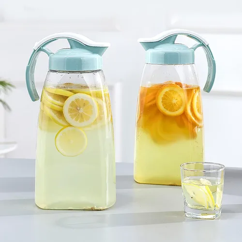 Vista 6 de Frcctre Paquete de 2 jarras de agua de plástico con tapa, jarra hermética transparente de 74 onzas para jugo, café, té helado, limonada, resistente