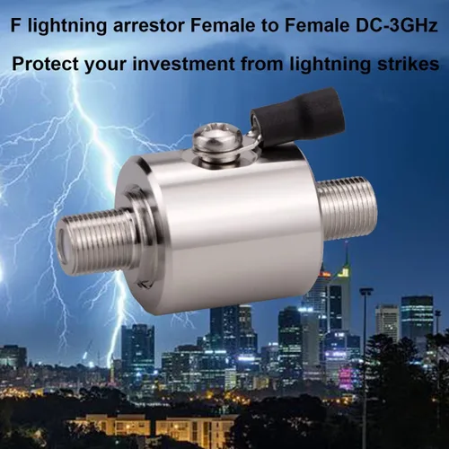 Vista 2 de Tipo F Pararrayos Hembra a Hembra 75 ohmios Celular 2G 3G 4G LTE CATV Satélite con 90V Tubo de Gas Coaxial Lightning Aresster