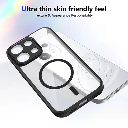 Vista 649 de Funda magnética transparente compatible con Xiaomi 17T, color negro 2 en 1 PC + TPU cubierta de teléfono a prueba de golpes, carcasa protectora
