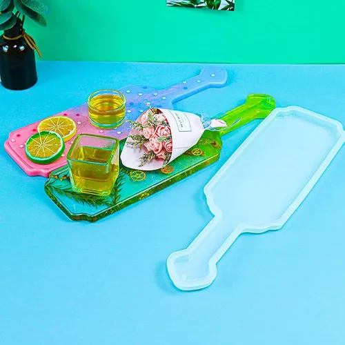 Vista 6 de Moldes de resina para platos con mango, moldes de bandeja de resina, molde de silicona para servir frutas para bandeja de té de resina epoxi, moldes