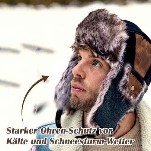 Vista 18 de Comhats Gran XL Trapper Trooper Caza Cálido Oído Solapa Rusia Ushanka Invierno Esquí Clima Frío Bombardero Sombreros para Hombres