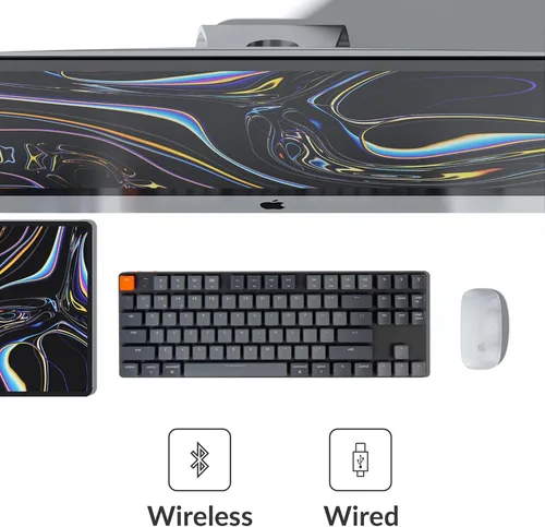 Vista 3 de Keychron K1 SE teclado mecánico inalámbrico ultra delgado con cable BluetoothUSB con retroiluminación LED blanca interruptor azul mecánico Gateron