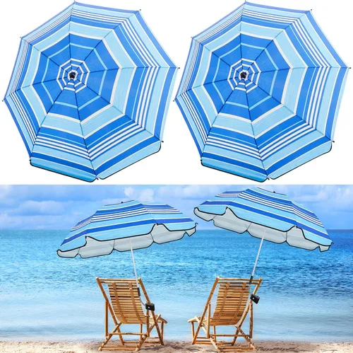Vista 10 de Buryeah Paraguas automático para silla con abrazadera universal de 44 pulgadas, UPF 50+, abrazadera portátil en silla de playa, sombrilla ajustable