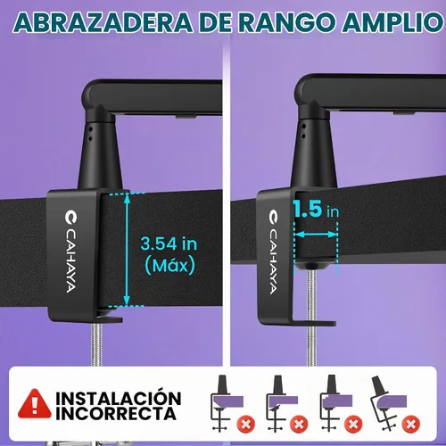 Vista 6 de CAHAYA Brazo de brazo para micrófono, soporte de brazo de micrófono ajustable de perfil bajo con poste de extensión de 3.5 pulgadas, adaptador