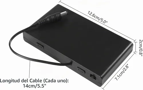 Vista 4 de Aobao 3 unids 8x1.5V 12V AA caja de la caja del sostenedor de la batería con DC 0.217x0.083 in conector macho con cable interruptor