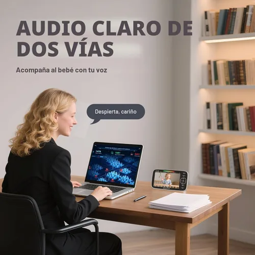 Vista 5 de Kidsneed Monitor de bebé con cámara y audio: monitor de bebé de video 720P de 5 pulgadas, sin WiFi, duración de la batería de 48 horas, visión