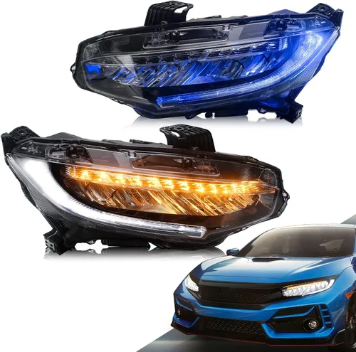 Vista 11 de VLAND Faros delanteros compatibles con Honda Civic 2016-2021 con señal de giro secuencial