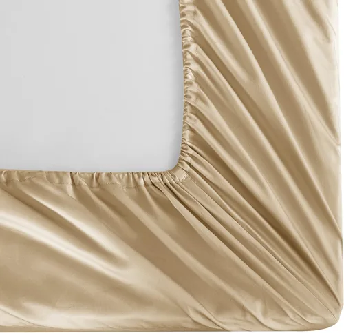 Vista 4 de Essential - Juego de sábanas beige de 4 piezas, 100% algodón egipcio, satén de lujo de 400 hilos, suave, premium, elegante, bolsillo profundo