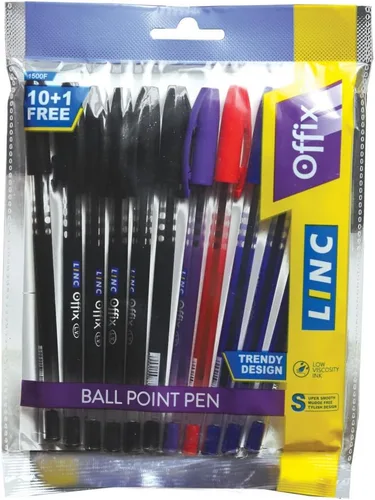 Vista 12 de linc Offix Bolígrafo [azul] - Paquete de 50 unidades, punta lisa de 0.00 pulgadas, tinta de baja viscosidad para escritura constante sin saltos