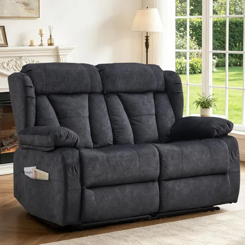 Vista 13 de Sofá biplaza reclinable manual de 59" reclinable doble para sala de estar
