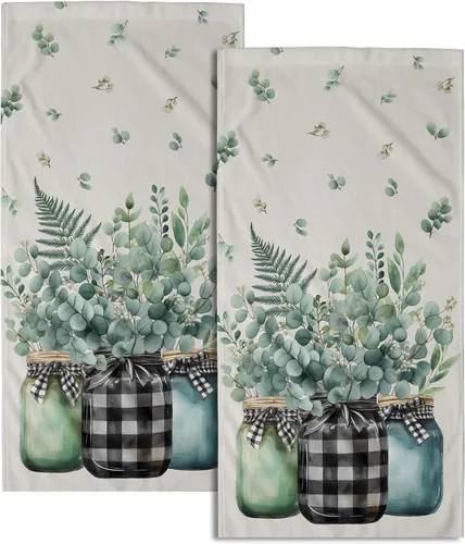 Vista 41 de Giwawa Toallas de mano en blanco y negro – Juego de 2 toallas de baño decorativas para baño, cocina, gimnasio, 14 x 28 pulgadas
