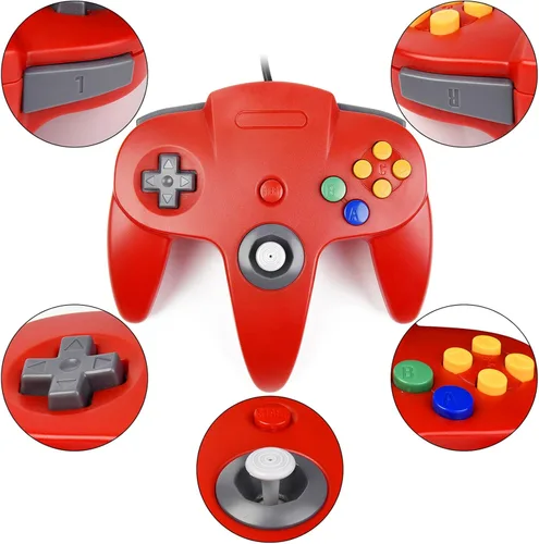 Vista 2 de miadore 4 Pack Classic N64 Controller, Wired N64 Controllers with Upgraded Joystick (Non PC USB Version)(RedBlueClear GreenClear Blue)
