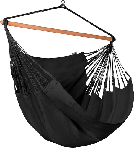 Vista 43 de LA SIESTA® - Silla Hamaca Grande y Cómoda de Algodón Habana & CasaMount - Silla Colgante con Kit de Suspensión para Paredes, Techos y Vigas Café