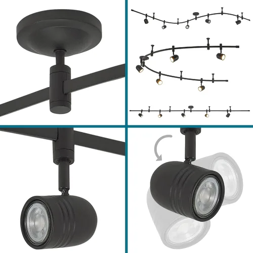 Vista 8 de Catalina Lighting Lámpara de Techo con Riel de 96", Bronce Frotado con Aceite, Riel Flexible LED Transicional de 5 Luces, Bombilla Incluida