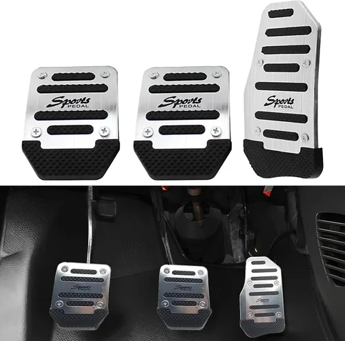 Vista 7 de Pack-3 Juego de almohadillas antideslizantes para pedal de automóvil, fundas para pedal de acelerador, protectores de pedal de freno de automóvil
