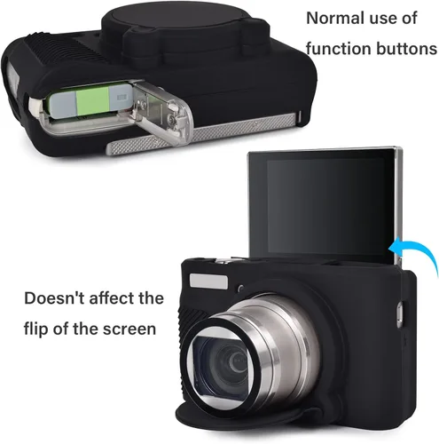 Vista 5 de Rieibi SX740 - Funda de silicona para cámara Canon Powershot SX740/SX730, funda protectora de silicona compatible con cámara digital Canon Negro
