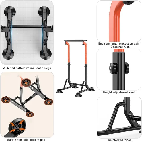 Vista 4 de Barra de dominadas para gimnasia, barras horizontales para niños de 5 a 15 años, altura ajustable, equipo de entrenamiento de fuerza para gimnasio