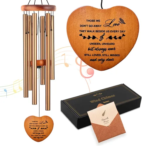 Vista 10 de Soopau Campanillas de viento para exteriores, de madera de 30 pulgadas, campanillas de viento conmemorativas para la pérdida de un ser querido