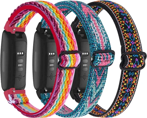 Vista 10 de Paquete de 3 bandas elásticas de nailon compatibles con Fitbit Inspire 3/Inspire 2/Inspire HR/Inspire, correa deportiva de repuesto ajustable