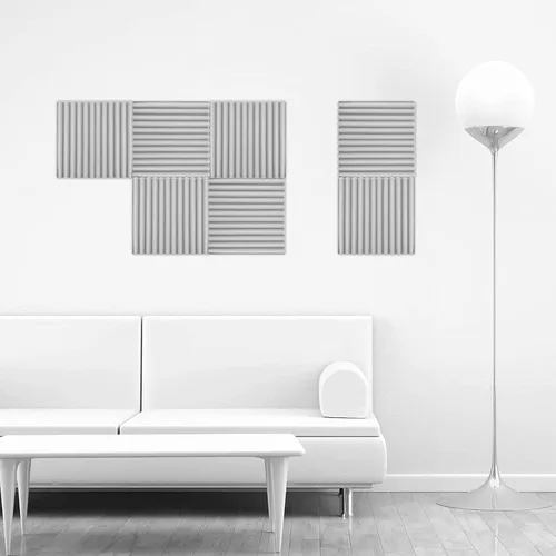 Vista 3 de Paneles de espuma acústica, paneles de absorción de sonido de espuma acústica de estudio con 11 ranuras para habitaciones pequeñas y medianas Gris