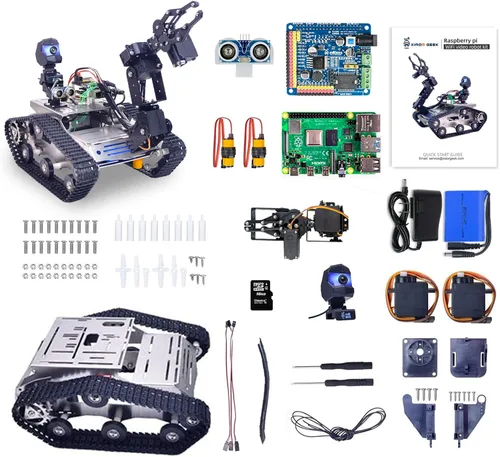Vista 7 de Kit de robot inteligente para Raspberry Pi, chasis de robot tanque transmisión de video en tiempo real, control WiFi/Bluetooth, planificación