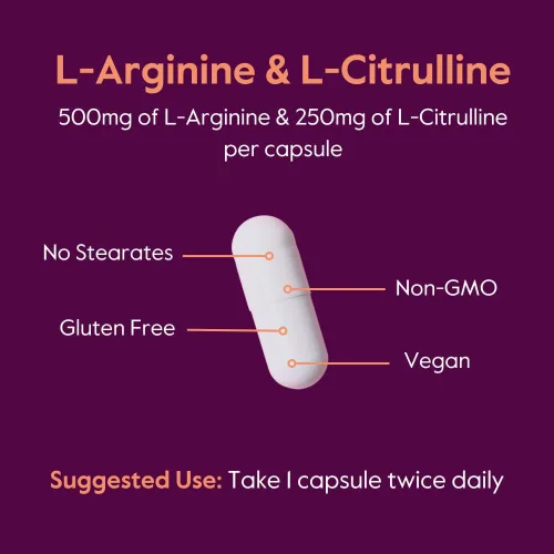 Vista 5 de BESTVITE L-Arginina L-Citrulina 500 mg / 250 mg Vegana (240 cápsulas vegetarianas) – Sin estearatos – Sin fosfato dicálcico – Sin OMG – Sin gluten