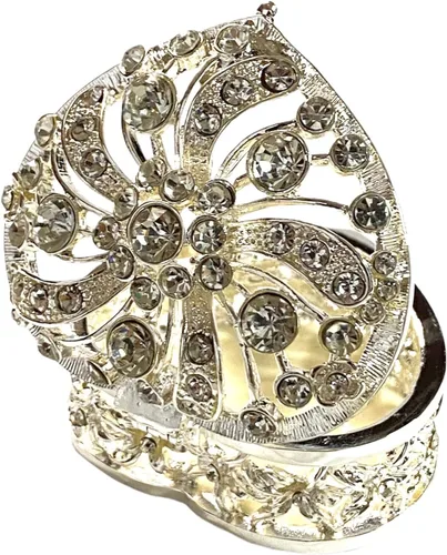Vista 3 de Joyero de plata con forma de corazón y diamantes de imitación