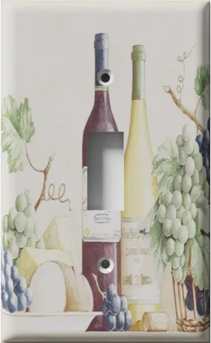 Vista 3 de Placa decorativa para salida - uvas y vino - Receptáculo doble dúplex