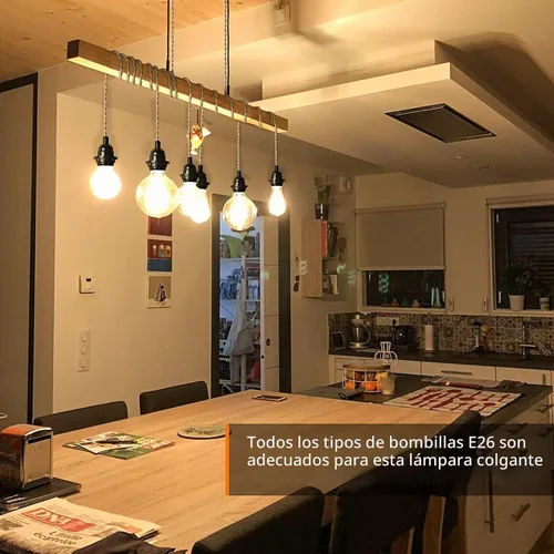 Vista 3 de Lámpara colgante enchufable, cable de lámpara colgante de 15 pies con interruptor, casquillo de bombilla E26, lámparas aéreas industriales DIY