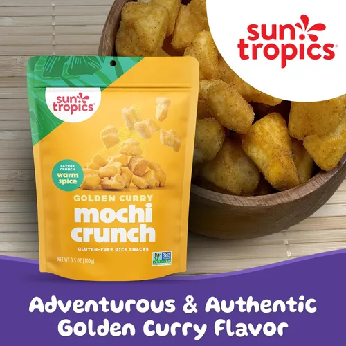 Vista 3 de Sun Tropics Mochi Snack Bites, curry dorado, sin lácteos, sin gluten, 3.5 onzas (paquete de 12)