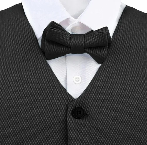 Vista 2 de Lilax Conjunto de traje formal para niños de 4 piezas, chaleco, pantalones y corbata