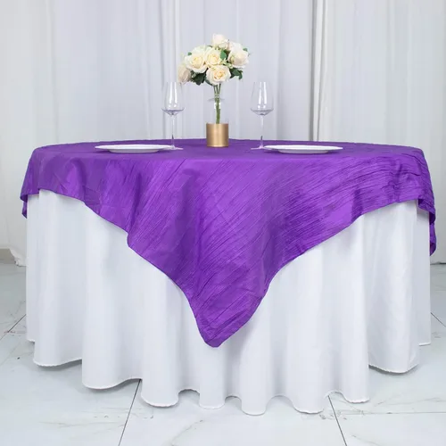 Vista 8 de Tableclothsfactory Mantel cuadrado de tafetán arrugado de acordeón beige de 72 x 72 pulgadas