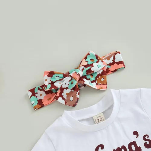 Vista 5 de Hiusmilekid Ropa de niña recién nacida, traje de verano para bebé, camiseta de manga corta, camiseta de manga corta, conjunto corto de verano de dos