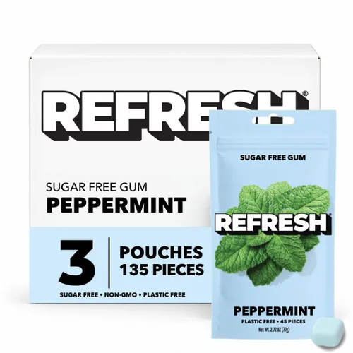 Vista 10 de Refresh Gum Peppermint, goma de mascar de xilitol natural sin azúcar, 45