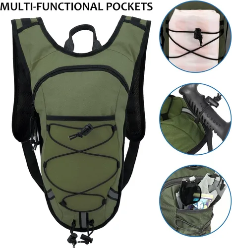 Vista 3 de Mochila de Hidratación Ligera con Depósito de Agua de 2L para Correr, Ciclismo, Senderismo – Mochila de Agua Antirrobo con Soporte para Teléfono