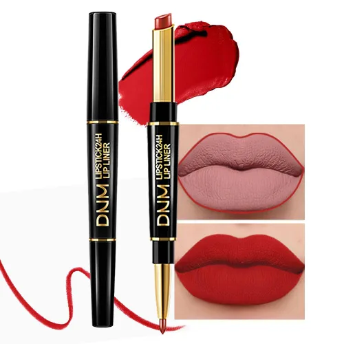 Vista 30 de Kaely Kit de Delineador de Labios Rojo y Lápiz Labial 2 en 1 para Mujeres, Kit de Labios Mate con Delineador de Labios, Tinte de Labios de Larga 01