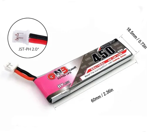 Vista 8 de 4 unids GNB 450mAh 1S HV LiPo Batería JST-PH 2.0 3.8V 80C PowerWhoop mCPX Conector para EMAX Quadcopter Micro FPV Racing Drone (450mAh 1s)