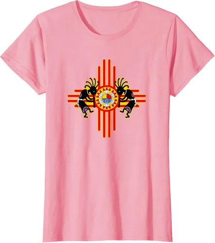 Vista 11 de Native American Kokopelli Kachina Zia Symbol 2 - Camiseta divertida para fanáticos, Negro