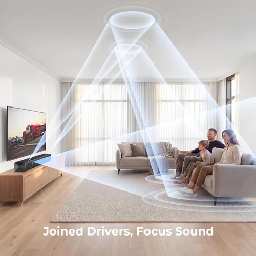 Vista 4 de Barra de sonido de 110 W para Smart TV, Dolby Digital Plus Barra de sonido para TV, Bluetooth 5.3, ARC Opt AUX Connect para cine en casa
