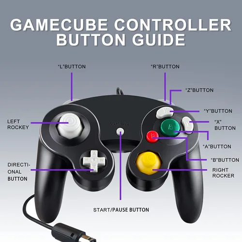 Vista 2 de Burcica 4PCS Controllers for Gamecube, with 4 Extension Cables and 4-Port USB Adapter for Switch PC Wii U Console (Black,Orange,Purple,Silvery)