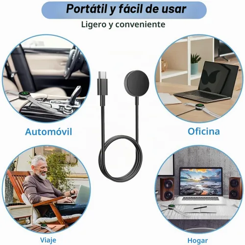 Vista 5 de Cargador para Samsung Galaxy Watch 6/6 Classic/5/5 Pro/4/4 Classic/3/Active 2/Active, cable de carga de repuesto para reloj inteligente (USB tipo C)