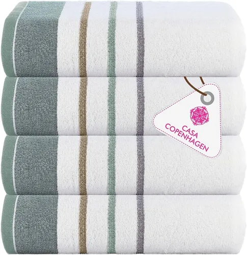 Vista 59 de CASA COPENHAGEN Exotic - Juego de 6 toallas de diseño de 100% algodón egipcio, color azul aguamarina, 550 GSM, 2 toallas de baño, 2 toallas de baño