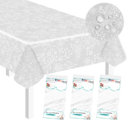 Vista 35 de SietDESEO - Paquete de 2 manteles a cuadros azul y blanco, 54 x 108 pulgadas, mantel premium desechable de plástico para picnic, diseño gingham