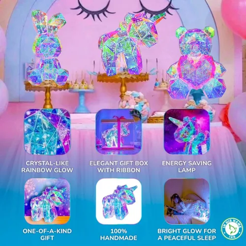 Vista 9 de In His Name Luz nocturna LED de unicornio para niñas y niños, lámpara mágica colorida para habitación de niñas, lámpara de noche de primera calidad