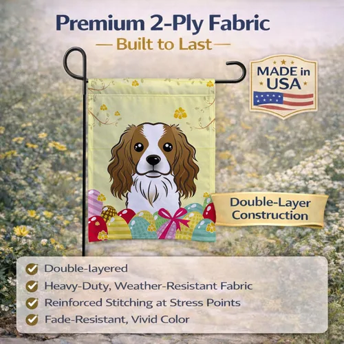 Vista 345 de Caroline's Treasures BB1923GF Bandera decorativa para jardín con diseño de Border Collie, para caza de huevos de Pascua, para jardín, jardín, patio