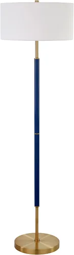 Vista 13 de Henn&Hart Lámpara de mesa moderna de 2 tonos de 25 pulgadas con pantalla de tambor de tela blanca para sala de estar, dormitorio u oficina, roble