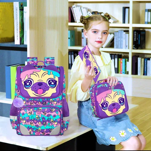Vista 36 de KLFVB Mochila de 3 piezas para niñas y niños, bolsa de libros de dinosaurio de unicornio de 15 pulgadas con lonchera, bolsa escolar preescolar